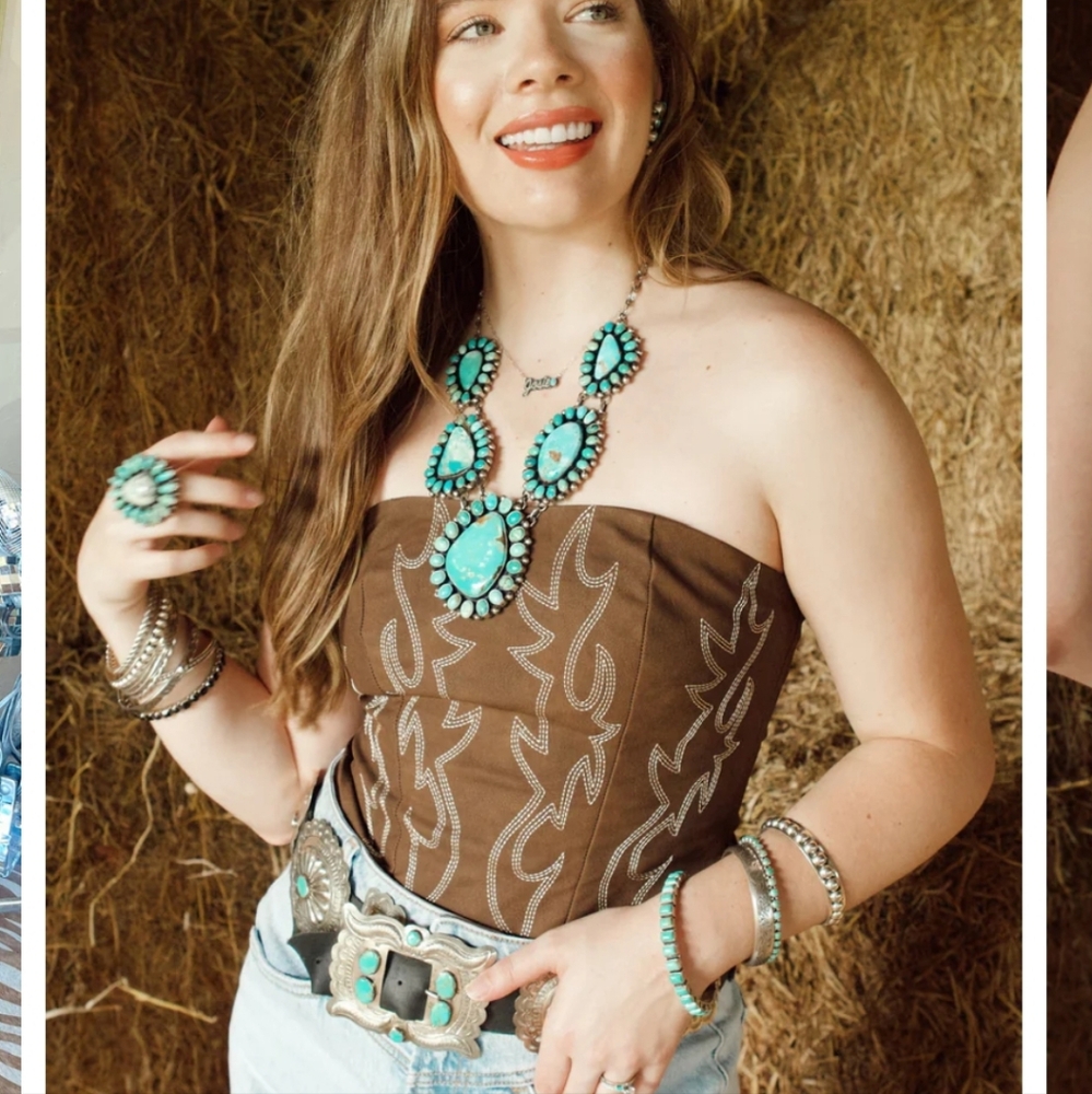 Western leather brown corset